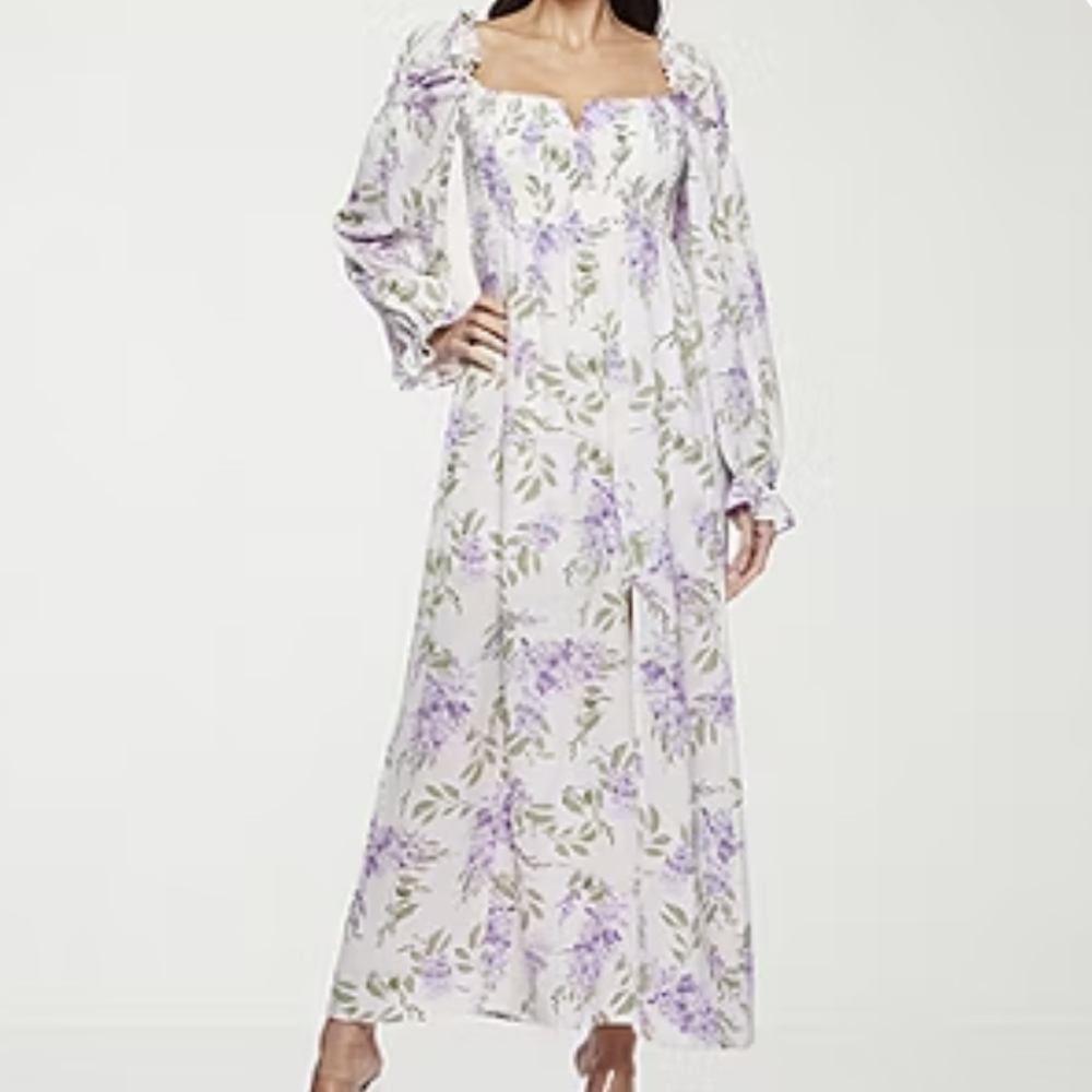 Floral Purple and White Maxi Dress SZ.14 NWT